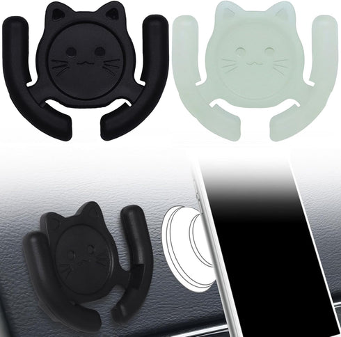 Multi-Surface Holder Car Mount 2 Pack, Compatible for Popsocket Grip Holder, Cute Cat Strong Adhesive Stick Pad, Black