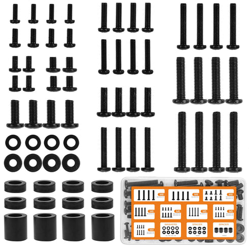 Universal TV Mounting Hardware Screw Kit Set with Box - M4 M5 M6 M8 Screws and Washers for TV VESA Mounting, Fits Most