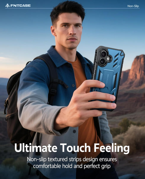 FNTCASE 17 6.3 inch-Blue for iPhone Phone Case: Military Grade Rugged Cell Phone Cover with Kickstand & Holster |