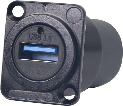 USB 3.0 D Panel Mount Solderless Connector, Female to Female Coupler Socket Pass Through Adapter, Speed 5Gbps