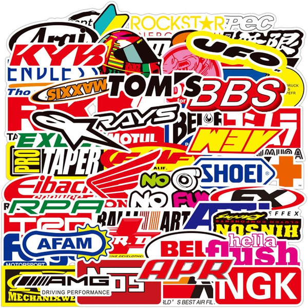 100 pcs/Pack Fashion Motocross Motorcycles Dirt Bike Stickers, No Repetition Vinyl Cool Stickers for Travel Cases
