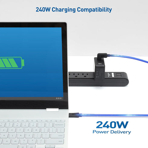 Cable Matters 20Gbps Right Angle USB C Cable 6ft, 240W Power Delivery, 8K 30Hz & 4K 120Hz Video, Black - 1.8m/6ft