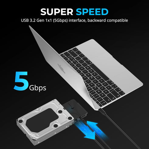 SABRENT USB Type-C to SSD/SATA/IDE Hard Drive Converter, 2.5/3.5/5.25-INCH with UL Power Supply & LED Activity Lights