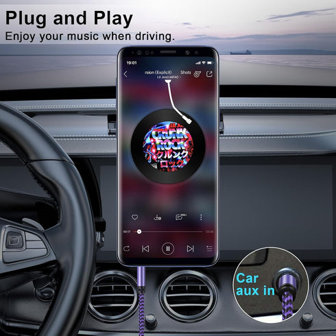3.5mm Audio Cable, 5FT 2Pack Aux Cord 3.5 mm Male to Male Car Stereo Jack Cord TRS Auxiliary Audio Cable, Hi-Fi Sound