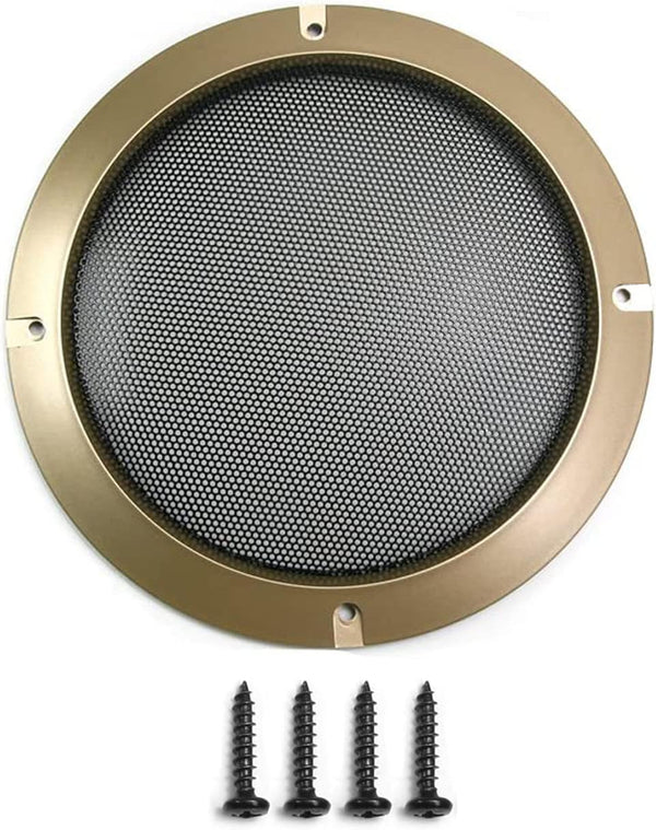 Fielect 6.5 Inch Gold Speaker Grill Cover, Decorative Circle Mesh Subwoofer Guard Protector for Audio Accessories