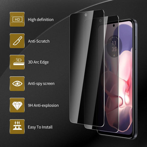 3 Pack Privacy Screen Protector for Motorola Moto G Power 5G 2024, Anti Spy Tempered Glass