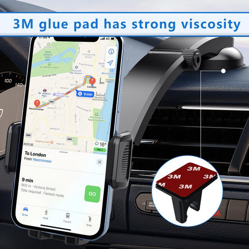 Pack-1 Car Cell Phone Holder, 360 Degrees Long Arm Dashboard Windshield Holder, Universal Anti-Shake Smartphone Holder