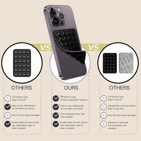 Silicone Double-Sided Suction Phone Case Detachable Mount - Hands-Free, Easy to Clean, Baby Pink