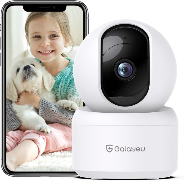 GALAYOU Indoor Security Camera 2K, 360 Degree WiFi Home Security Camera for Baby/Elder/Nanny with Night Vision