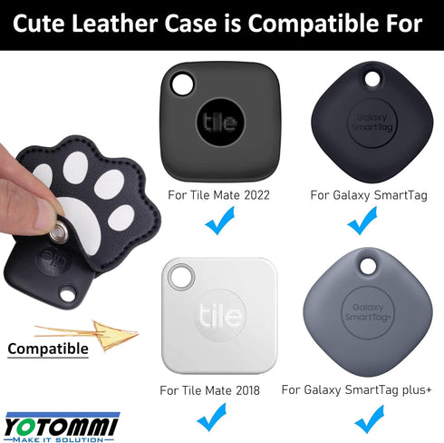 2 Pack Leather Case with Key Ring for Tile Mate 2022, Galaxy SmartTag, eufy Finder - Slim Holder for Dog Collar, Cat