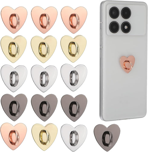 Qianyu 16 Pcs Cell Phone Ring Holder Grips 360Rotation Finger Ring Stand Heart