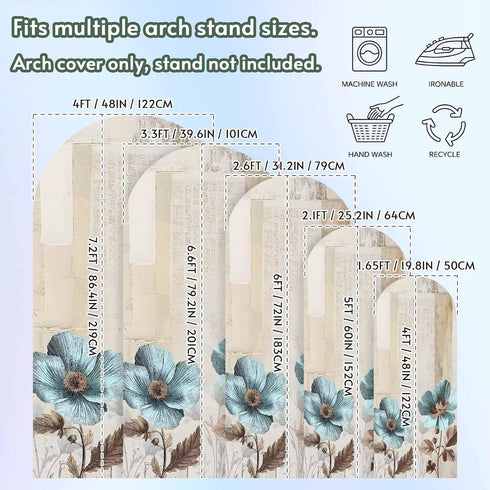 Duskova Living 4 Teal Broccoli Arch Backdrop Cover FT, Rustic Farmhouse Flower Leaf Retro Brown Wedding Arch Cover