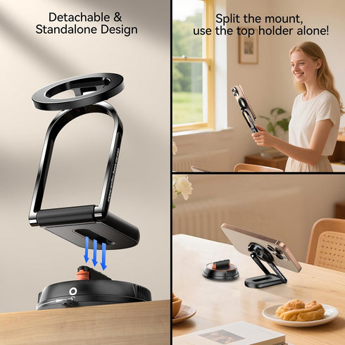 Tigowos 360Adjustable Vacuum Magnetic Phone Holder for Cars/Shower/ Mirror/Gyms/ Kitchen/Bathroom,[Detachable Phone