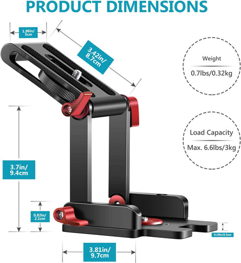 Neewer Upgraded Z-Flex Tilt Head Z Type Tripod Head with Quick Release Plate and Spirit Level for DSLR Cameras