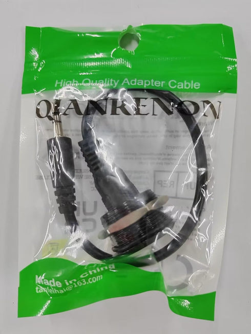 QIANRENON TRS 3.5mm Stereo Connector, 1/8 TRS Male to Female Short Cable, Panel Mount Headphone Adapter for Microphones