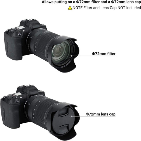 JJC EW-78F Lens Hood for Canon RF 24-240mm F4-6.3 is USM, Reversible Shade Compatible with 72mm Filter
