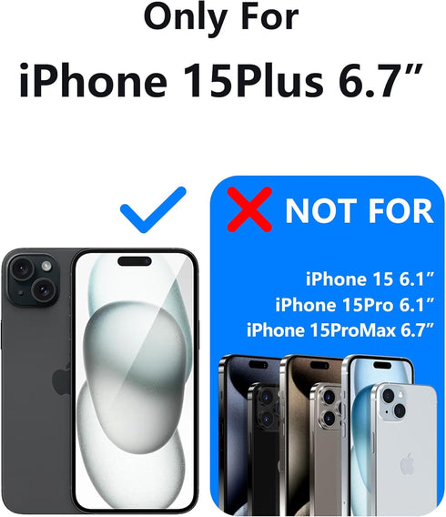 [3 in 1 for iPhone 15 Plus Case, Upgrade Camera Protection with 2 pcs Screen Protector, Protective Cover for Women Girl