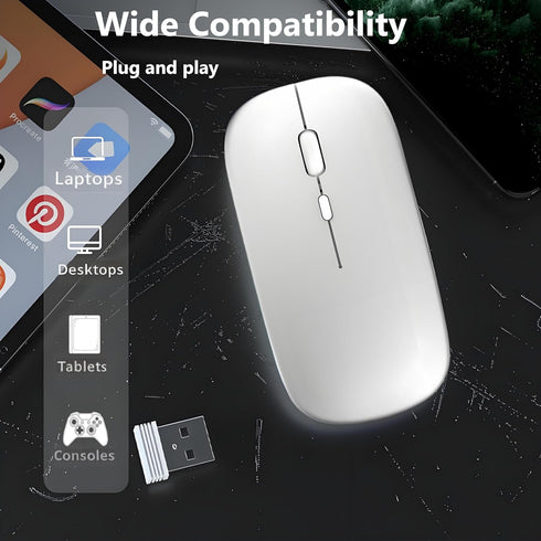 Herolland 2.4G 3 Battery Wireless Mouse, Noiseless Mouse with USB Receiver - Slim Portable Computer Mice, DPI Quiet