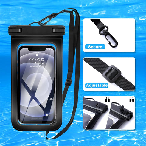 2 Pack Waterproof Phone Pouch with Adjustable Lanyard for iPhone 15 14 13 12 Pro Max, Samsung Galaxy S24/S23, IPX8 Case