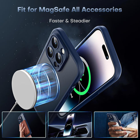TOCOL 3 in 1 Magnetic Case for iPhone 14 Pro Max, Blue