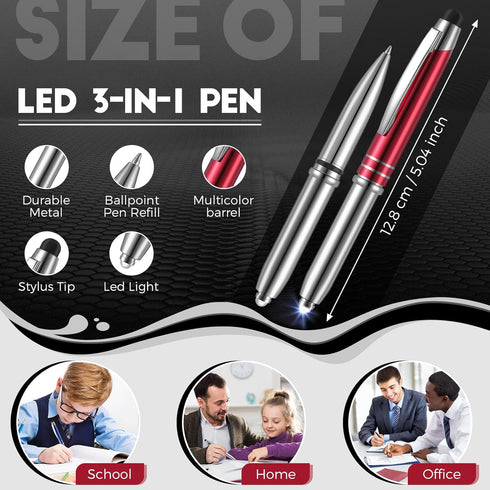 5 Pieces Stylus Pen for Touchscreen Devices Multi-Function Capacitive Pen with LED Flashlight Writing Pens with Ballpoint 3 in 1 Metallic Pens Invisible Ink Pen with Light by Chinco