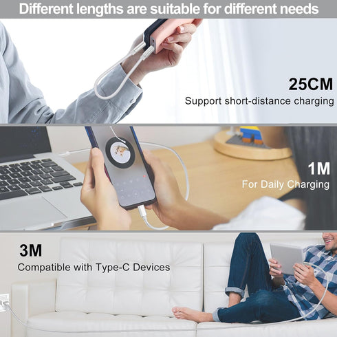 Vortex PD10GB3A-2-2-SILVER Type-C Data Cable 3A Fast Charging USB3.2 Universal Mobile Phone Tablet (2 pcs Pack)