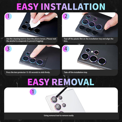 Zevytop S24 S24 Camera Lens Protector for Samsung Galaxy Ultra, Individual Tempered Glass Lens Cover with Installation