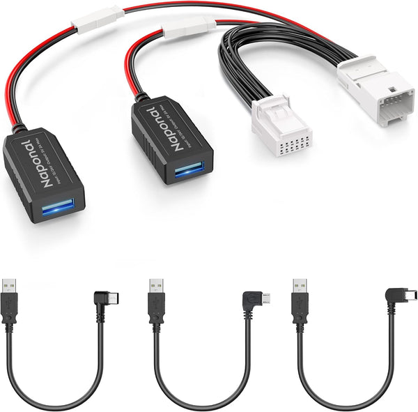 GPS Dash Cam Power Adapter, 12Pin Type C Connector Charger Cable for Select Toyota Models