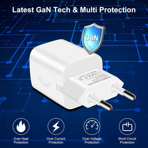European Travel Plug Adapter Charger for iPhone, Samsung, Android Phone, International Power Adaptor with USB