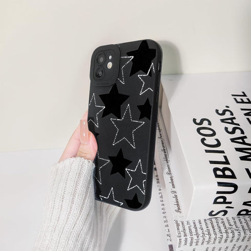Compatible Black&White Star iPhone 11 Case, Cute Cool Design for Girls Women, Soft TPU Shockproof Protective