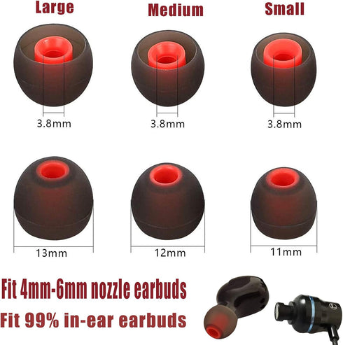 Vezukv (2Black-M) Earbuds Replacement Tips Soft Silicone Earbud Locks Sport Grips Earphones Stabilizer Fins Wings Tips