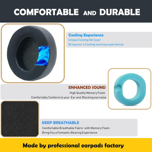 Replacement Earpads Cushion for Alienware 7.1 PC Gaming Headset AW510H, AW310H, Cool Gel Ear Pads with Cooling Gel Layer
