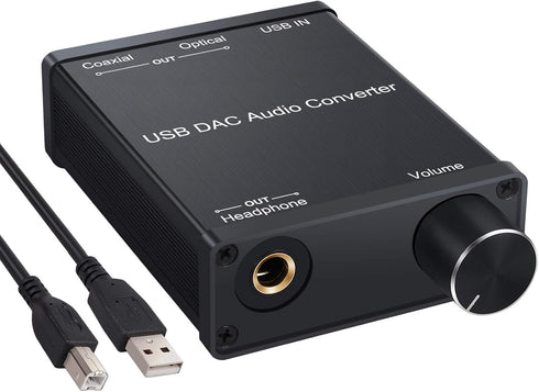 LiNKFOR USB DAC and Headphone Amplifier, Coaxial/Optical/6.35mm Output, Compatible with Windows and Mac