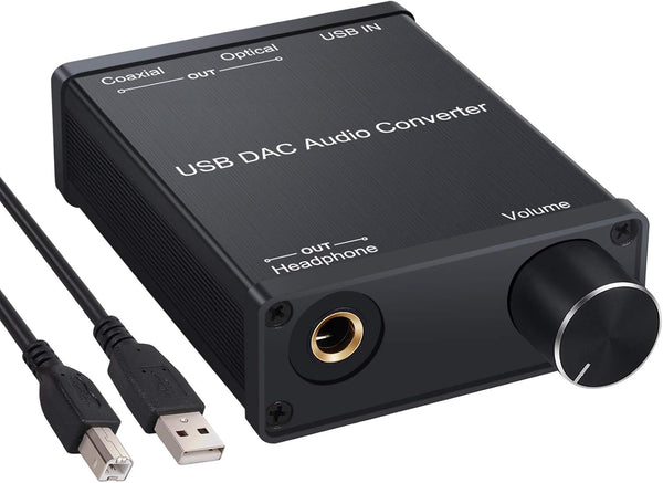 LiNKFOR USB DAC and Headphone Amplifier, Coaxial/Optical/6.35mm Output, Compatible with Windows and Mac