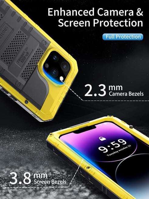 Unitedtime Waterproof Case for iPhone 14 Pro Max, Built-in Screen Protector, Rugged Hard Silicone, Military Grade, 6.7