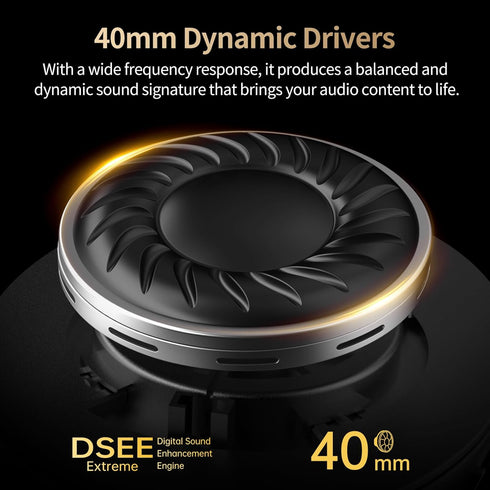 Hybrid Active Noise Cancelling Headphones with Microphone, HiFi Stereo Over-Ear Headphones, Deep Bass