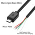 YAODHAOD Micro USB Male 4 Pin Bare Wire, 5V 2A Micro USB Pigtail Power Cable for DIY Replacement Repair (5PCS)