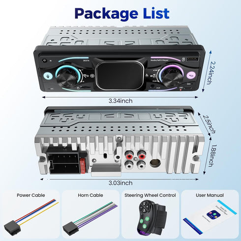 Missee MP3/USB/SD/AUX Single DIN Car Stereo with Touchscreen, Bluetooth Audio, Car Radio Receiver, Dual Input, Fast
