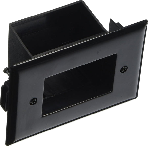 DATA COMM Electronics Easy-Mount Recessed Low-Voltage In Wall Plate - 45-0008-BK, Slim Profile, Black