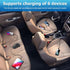 66W Car Charger with 6 Multi Ports USB Type C & QC3.0 Fast Charging Adapter Auto Cigarette Lighter Plug for iPhone 15