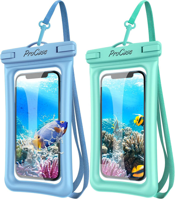 ProCase Floating Waterproof Phone Pouch Up to 7.0", Underwater Dry Bag for iPhone 15, Galaxy S24, 2 Pack