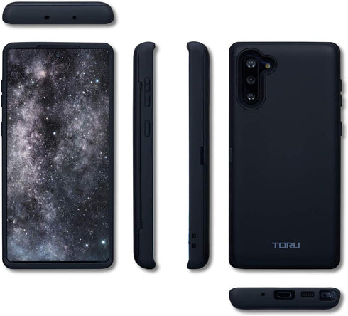 TORU CX PRO Case for Galaxy Note 10 with Card Holder, Slim Protective Cover with Hidden Wallet Flip Slot, Black