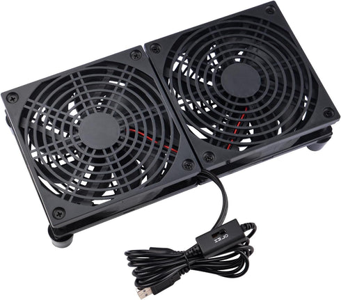 120mm 5V, 3-Degree Quiet Dual USB Fan Dual-Ball Bearings, USB Fan with L/M/H Speed Controller High Airflow Cooling Fan