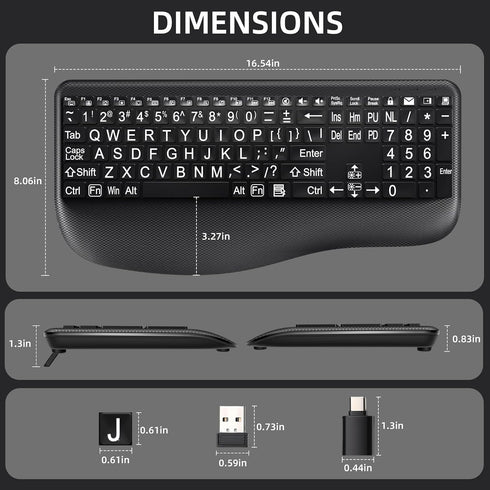 Hamile 7-Color Setting, Large Print Wireless Backlit Keyboard Rechargeable Quiet Low-Profile Keys, Light up with Memory