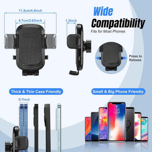 This Hill Cup Holder Phone Mount for Car, Upgraded 2 in 1 Expander with Adjustable Base, 360 Degree Rotation