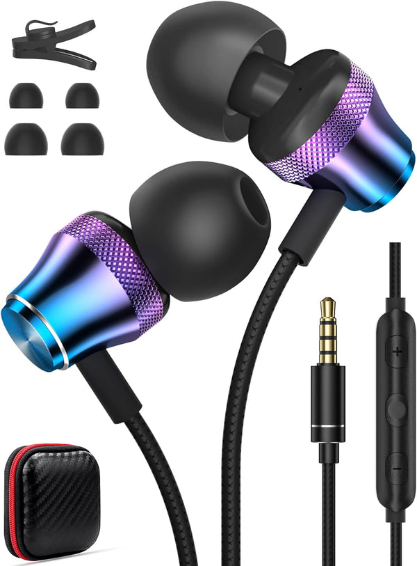 Wired Earbuds for Samsung Galaxy S10e, S10, S9, A15, A14, A13, A03, iPhone 6/6s/5, Moto G - HiFi Stereo, Noise