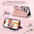 ULAK Compatible with iPhone 15 Pro, Wallet Case with Card Holder, Flower Flip Case for Women Girls, Rose Gold