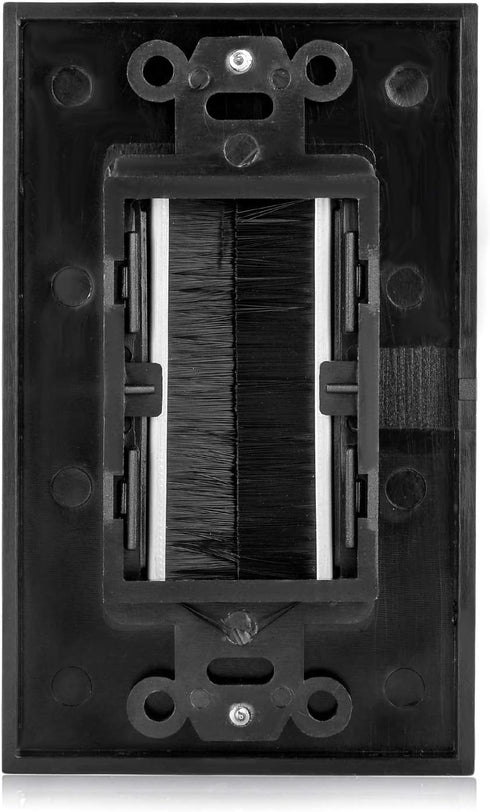 Brush Wall Plate Decora Style, Cable Pass Through Faceplate Insert for Wires, Single Gang Wall Socket