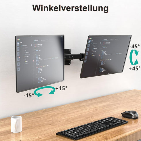 WALI Dual Monitor Wall Mount, Single to Double Bracket Adapter for 2 Screens up to 27 inch (012ARM)