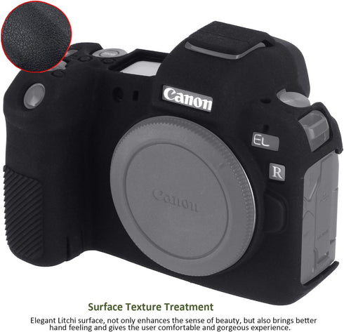 Easy Hood Case for Canon EOS R Digital Camera, Black Anti-Scratch Soft Silicone Rubber Protective Cover Skin
